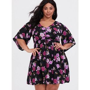 Torrid Black and Pink Floral Mini Dress